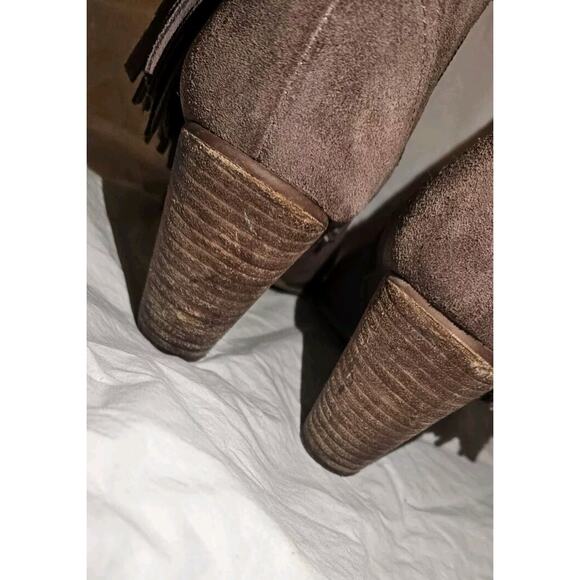 Steve Madden Boots Womens 6.5 Brown Cian Fringe Ankle Bootie Suede Side Zip - Picture 4 of 10
